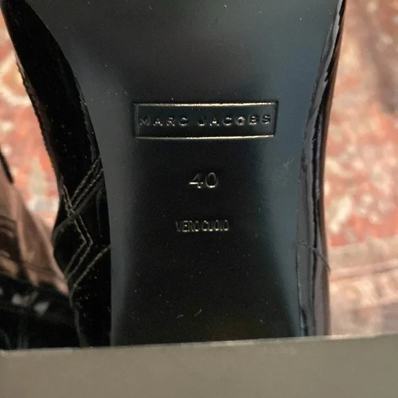 NWT Marc Jacobs Maryna Tall Black Heeled Boots with Glossy Patent Leathe… - Picture 13 of 17